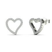 aaXia 10K White Gold 1/6ct TDW Diamond Heart Stud Earrings