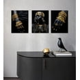 thumbnail image 2 of Hieng 3 Panels Abstract Black Woman Wall Art Modern American African Canvas Prints Painting for Living Room Bedroom Office - 12"x16"x3pcs, 2 of 5