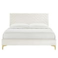 thumbnail image 3 of Modway Leah Chevron Tufted Performance Velvet King Platform Bed in White, 3 of 8