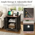 thumbnail image 6 of Harper & Bright Designs Farmhouse End Table with Charging Station, Wood Sofa Side with Adjustable Shelf, Vintage Coffee Table with Doors, Grey, 6 of 14