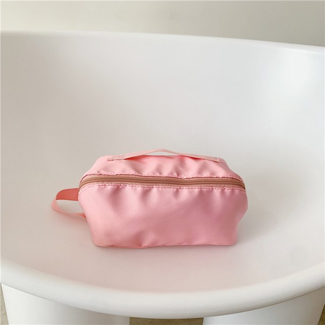 Bolso De Cosméticos Bolso de cosméticos de nailon para mujer, bolsas de maquillaje de color sólido, portátil para acampar (rosa)