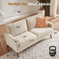 thumbnail image 2 of 68" Lounge Sofa, Corduroy Fabric, Mid-Century Modern Sofa with Spring Cushions for Living Room, Bedroom, Office, 2 of 5