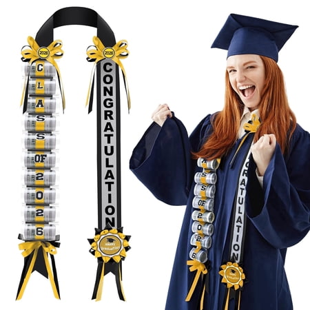 Graduation Money Lei Class of 2026,48in,Money Clip Design,Double-Ribbon Woven Lei Gift — for High School and College Graduates