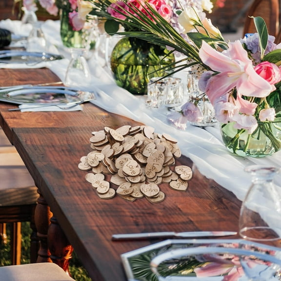 Soimiss 100pcs Rustic Baby Shower Decorations Heart Shaped Paper Confetti Brown Wood Scattering Couples