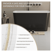 49 Acrylic Freestanding Soaking Bathtub, Square-shape Japanese Soaking Hot Tub with Overflow and Drain, Glossy Black 24A01-49B