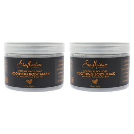 African Black Soap Soothing Body Mask by Shea Moisture for Unisex - 12 oz Mask - Pack of 2