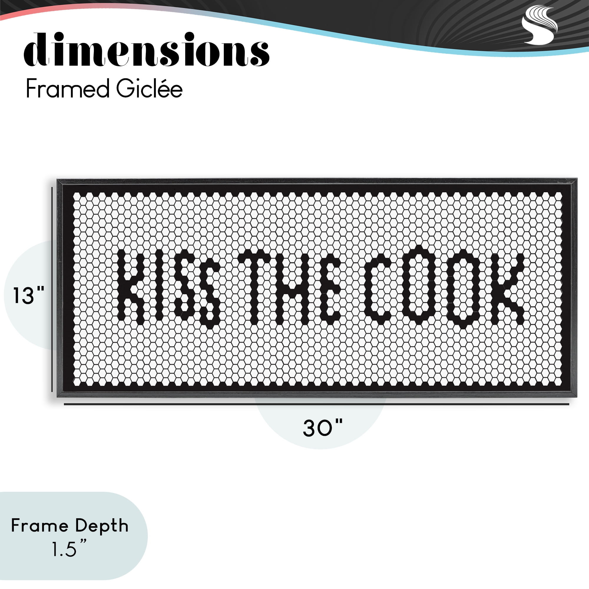 Stupell Industries Retro Kiss The Cook Black Framed Giclee Art, design by Elizabeth Medley