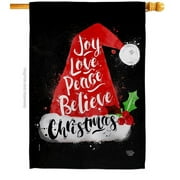 Ornament Collection H192262-BO 28 x 40 in. Joy Love Peace House Flag with Winter Christmas Double-Sided Decorative Vertical Flags Decoration Banner Garden Yard Gift
