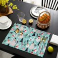 thumbnail image 4 of Blue Christmas Santa and Snowman Pattern Summer Placemats Table Placemats Set Of 4-Linen Kitchen Washable Placemats Table Mats 11.8"x17.7" Non-Slip Heat Resistant, 4 of 6