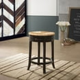 thumbnail image 2 of Contemporary Home Living 24" Brown and Beige Counter Stool with Swivel Rush Seat, 2 of 2