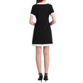 thumbnail image 3 of Vestido de trabajo elegante de mujer INSPIRE CHIC con contraste de color, escote en V, manga corta, corte A, negro M, 3 of 5