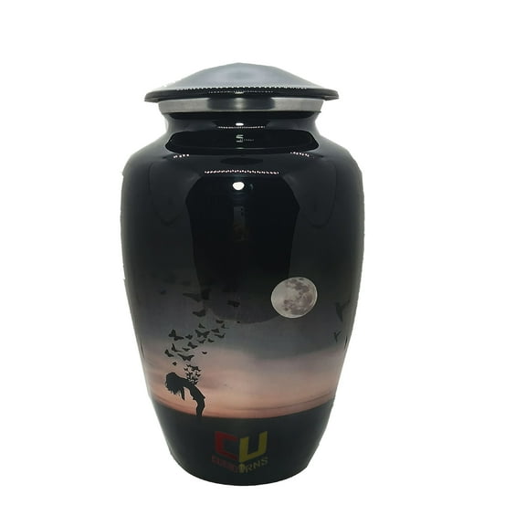 CUERO URNS Beautiful Girl with Moon Cremation Urn for Human Ashes  Adult Funeral Urn Handcrafted  Affordable Urn for Ashes