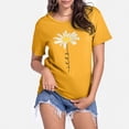 thumbnail image 5 of Trendfront Womens Daisy T-Shirt Flower Graphic Print Tee Crewneck Short Sleeve Summer Loose Fit Casual Pullover Daily Classic Tops, 5 of 8