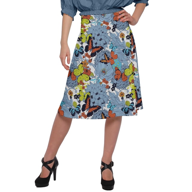 Moomaya Jupe Imprimée pour Femmes en Poly Spandex Tenue Décontractée Jupe d'Été pour Filles