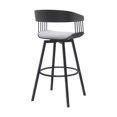 thumbnail image 3 of Armen Living Indoor Athena 31" Swivel Black Wood Bar Stool in Light Gray Fabric with Black Metal, 3 of 8