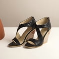 thumbnail image 2 of SACFOF Womens Fashion Wedge High Heels Hollow Out Sandals Open Toe Back Zipper Summer Shoes, 2 of 6