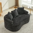 thumbnail image 3 of Curved Loveseat, Small Chenille Sofa with 3 Pillows, Deep Seat Couch for Apartment, Living Room, No Assembly Needed, 3 of 9