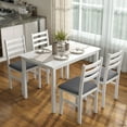 thumbnail image 2 of Homiyad 5-Piece Small Kitchen Table Set for 4, Farmhouse Dining Table Set with Upholstered Chairs and Rubber Wood Legs, White, 2 of 8