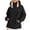 Black, variant on Womens Color Block Hooded Outdoor Ski Jacket Adjustable Drawstring Multi-Pocket Windproof Waterproof Hiking Coat Long Sleeve Functional Outerwear for Snowboarding Travel Camping Black L