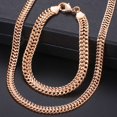 thumbnail image 2 of Conjuntos de joyería para hombre y mujer, conjunto de collar y pulsera de Color oro rosa 585, cadena Bismark de tejido cubano con doble bordillo, regalo de boda KCS04 Tan Jianjun  unisex, 2 of 2