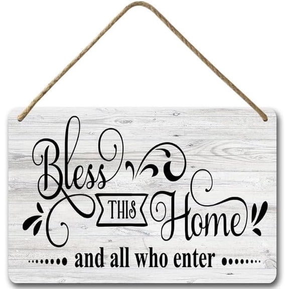Zomyto 8x12IN Vintage Bless This Home and All Who Enter Wall Sign,Rustic Farmhouse Home Signs Decor,Blessed Sign A02