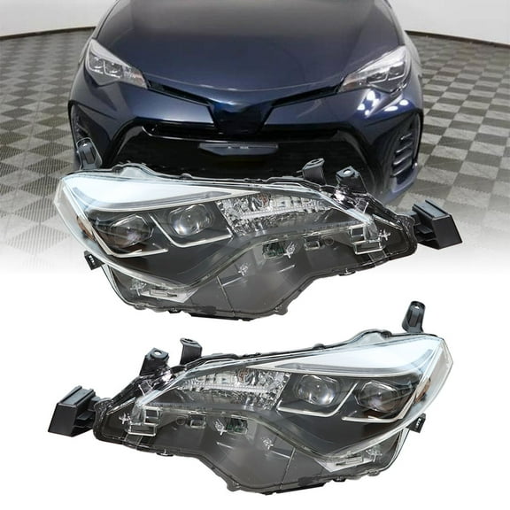 Labwork Pair of Projector Headlight Headlamp Assembly Set Replacement for 2017 2018 2019 Toyota Corolla SE XLE XSE Sedan