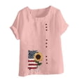 thumbnail image 4 of Sexlip Womens Short Sleeve Blouse Side Button Sunflower Flag Print Loose Sleeve Soft Fabric Relaxed Silhouette for Weekend Gatherings Pink XL, 4 of 4