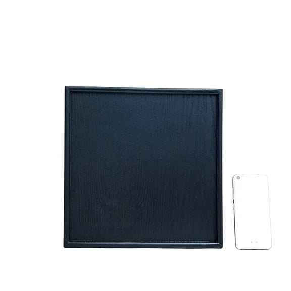 TELOLY Serving Trays,Rectangular Tea Tray Serving Platter,Black Wooden Design Vanity Trays for Bathroom,30*30*2CM