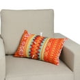 thumbnail image 2 of 20 x 12 Handwoven Cotton Accent Pillow with Jacquard Print, Orange, 2 of 5