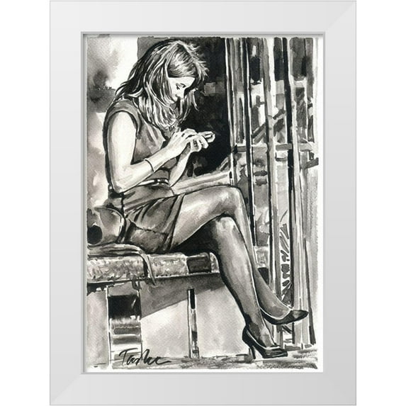 Tashe 24x32 White Modern Wood Framed Museum Art Print Titled - City Life II