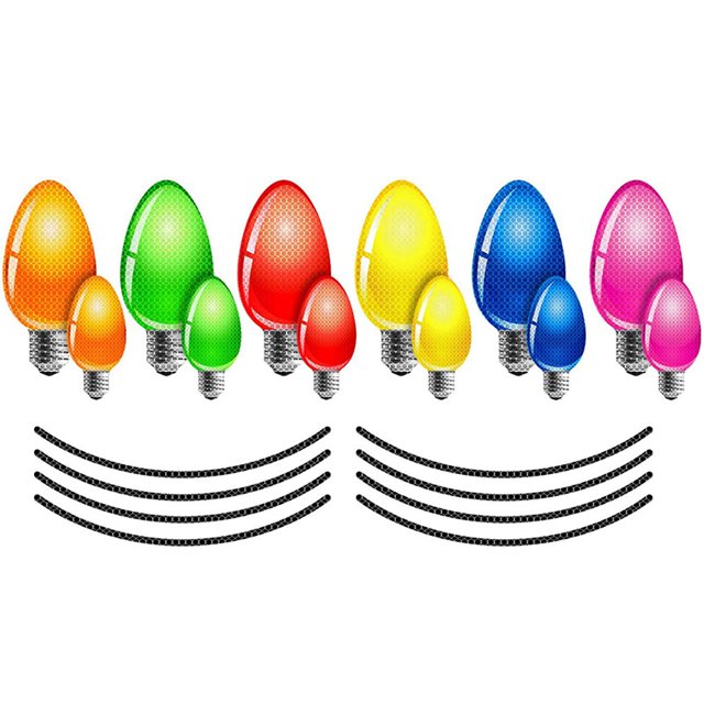 Imanes de bombilla reflectante de 12 piezas con cables para decoración navideña, 6 colores y magnéticos, protección Uv para coche, nevera, disfraces