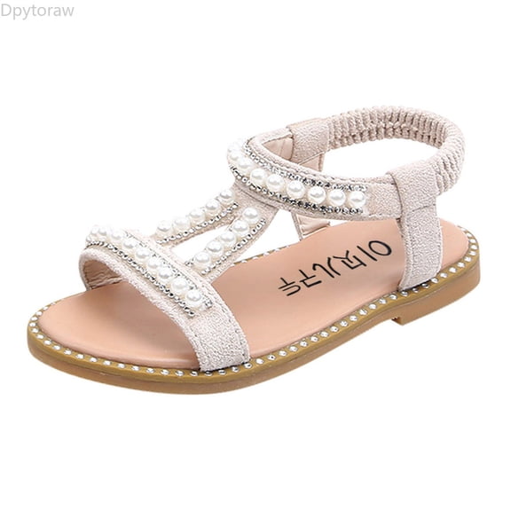 Dpytoraw Baby Infant Kids Shoes Single Girls Sandals Toddler Princess Pearl Crystal Roman Baby Shoes Soft Sole Infant Shoes Size 6.5