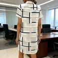 thumbnail image 6 of Women's Plus Size Linen Blend Short Sleeve Dresses Solid Color Loose Shirt Collar Casual Dress, 6 of 6