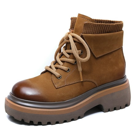

Women‘s Faux Leather Thermal Platform Lace Up Combat Boots Fashionable Boots Women‘s Footwear
