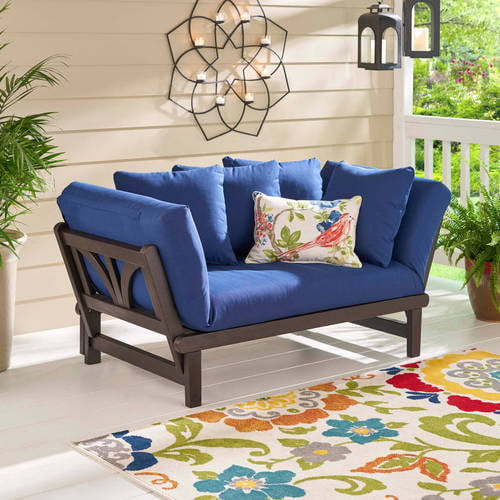 Better Homes Gardens Delahey Studio Outdoor Day Sofa With Cushions Navy