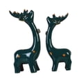 thumbnail image 3 of 2 figuras decorativas de ciervos, modernas, coleccionables, de cerámica, para escritorio. Verde, 3 of 9