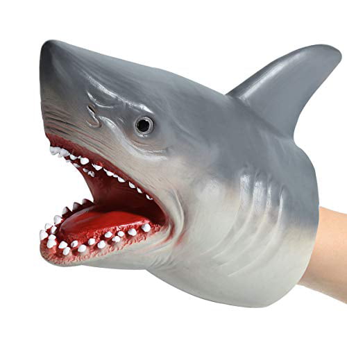 Shark Hand Puppet Toy Gift Great Cake Decoration Topper Soft Kids Jaws Children 