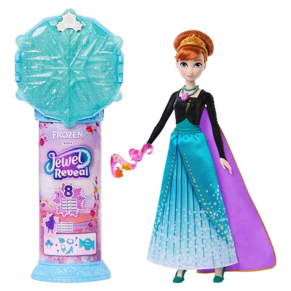 Disney Frozen Jewel Reveal Anna Fashion Doll w/ 8 Surprises Including Gem Box & 10 Accessories