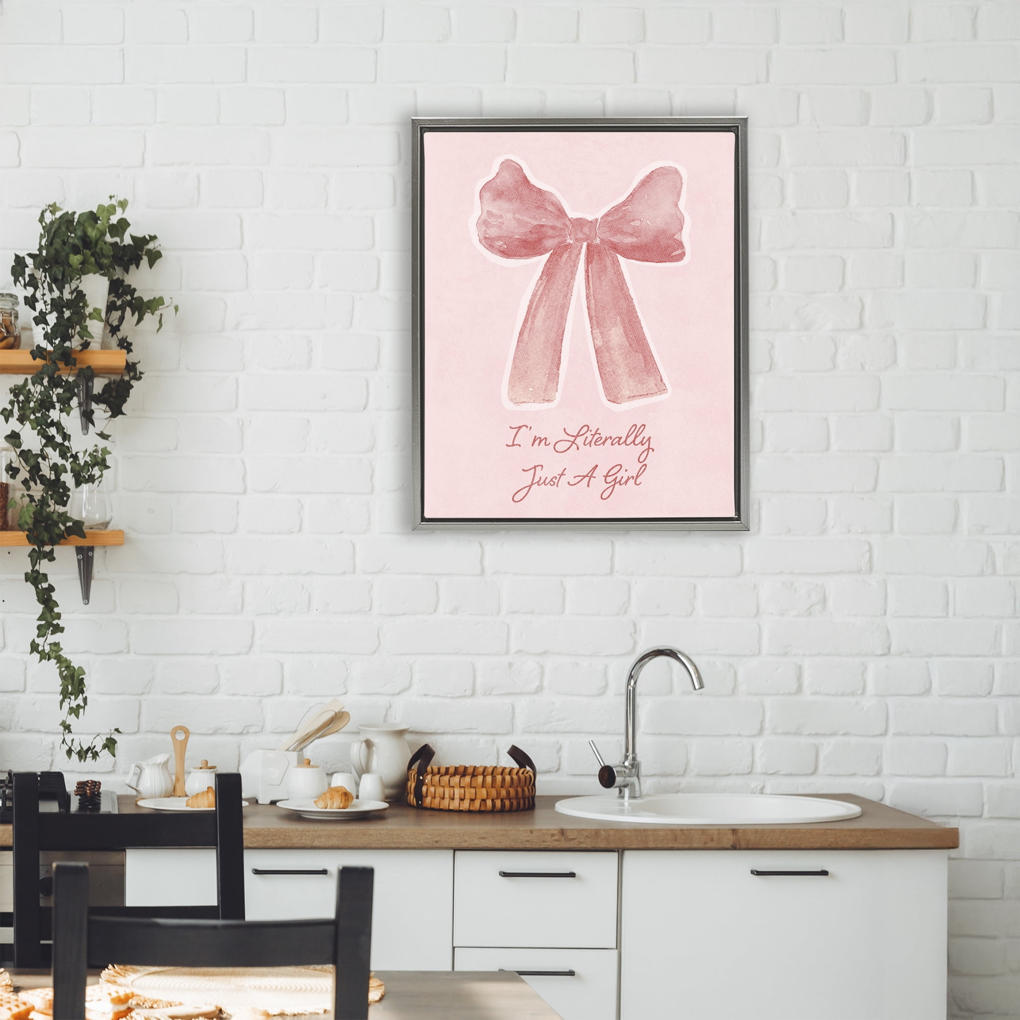 Stupell Industries Literally Just A Girl Gray Framed Floater Canvas Wall Art, design by Lucille Price