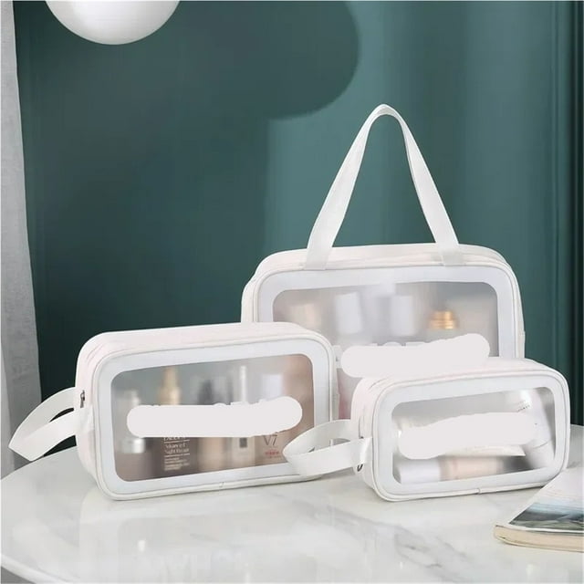 Portable Makeup Bag Large Capacity Make Up Brushes Lipstick Powder Travel Cosmetics Storage Toiletry Bag Waterproof Transparent