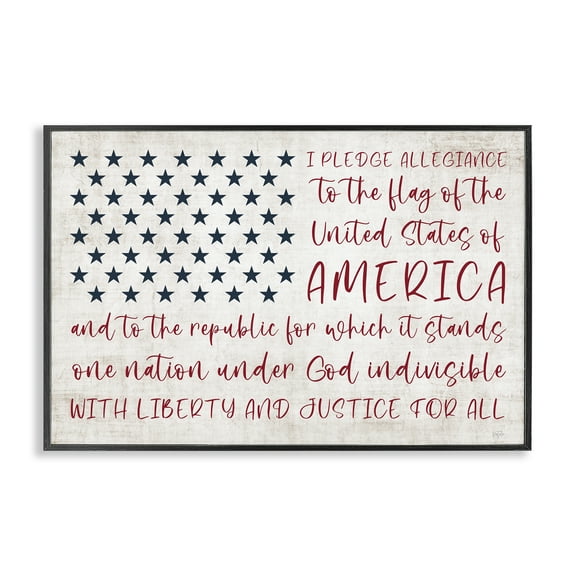 Stupell Industries Patriotic Pledge of Allegiance Patriotic Painting Black Framed Art Print Wall Art, 18 x 12