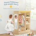 thumbnail image 3 of Curipeer Kids Dress up Storage with Flower Mirror, Kids Wardrobe Armoire for Bedroom,Natural Wood Without feet, 3 of 8