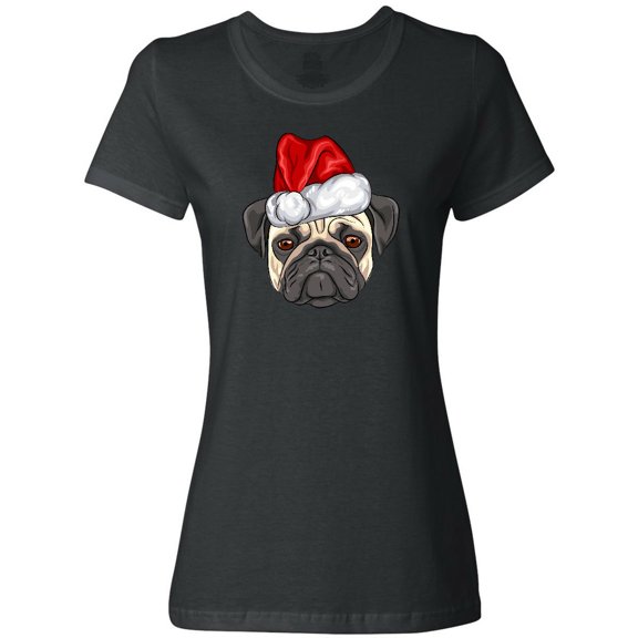 Inktastic Christmas Pug Dog Santa Women's T-Shirt