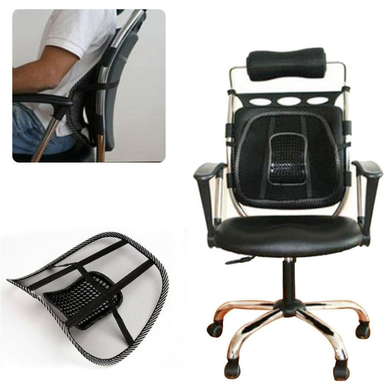 Fairnull Lumbar Back Massage Mesh Brace Support Office Home Car Seat Chair  Back Cushion