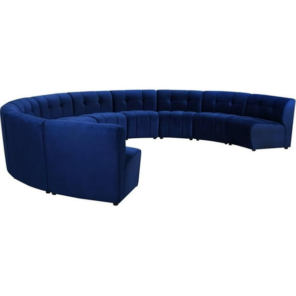 Maklaine 10-Piece Modular Contemporary Velvet Sectional Sofa in Navy