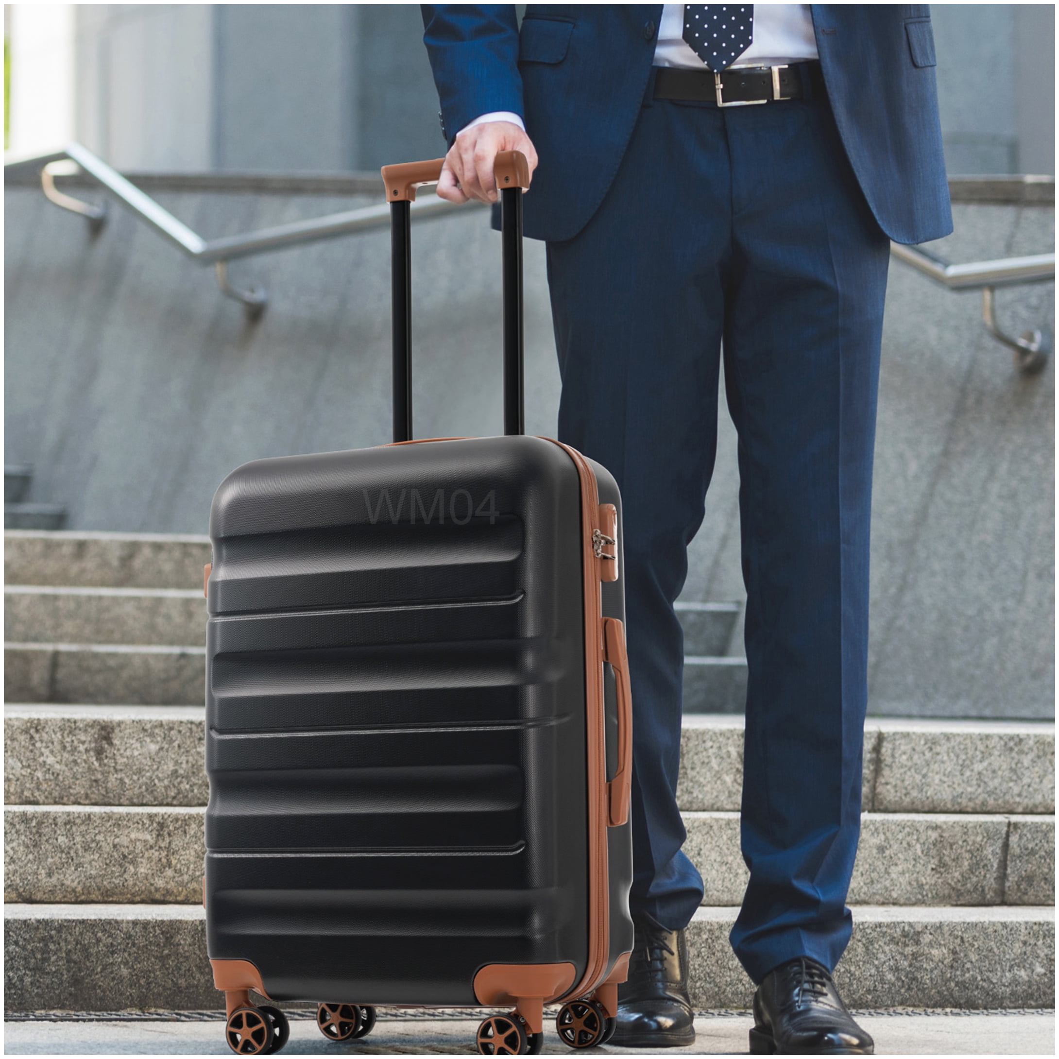 Durable 6-Piece Spinner Wheel Luggage Set, ABS Hardshell Suitcases in Carry On and Checked Sizes