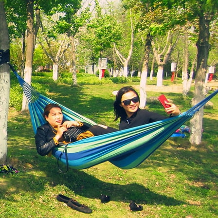 Mobutofu Outdoor Hammock Swing Canvas Blue for Friends Relaxing 1Pcs 102x31x0.08in