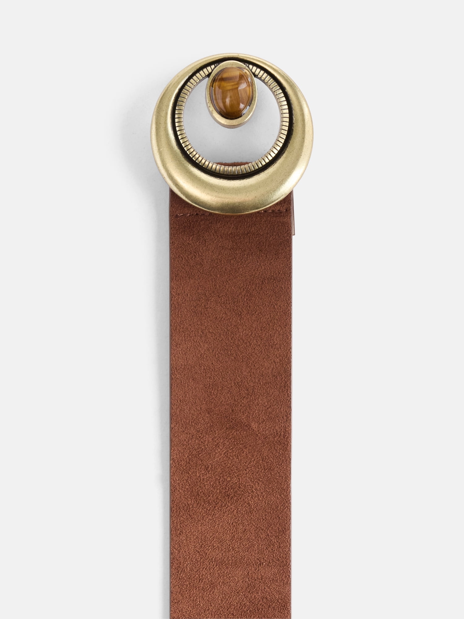 Scenario Women's Belt with Stone Buckle, Tan, Sizes S-3XL