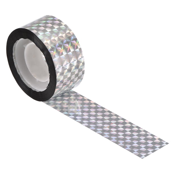 Cinta para asustar pájaros, cinta reflectante PET de 131 pies x 1 pulgada, cuadrícula láser, 1 rollo