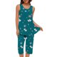 thumbnail image 3 of Conjunto de Ropa de Salón para Mujer Cuello Redondo Blusa sin Mangas Sólida Y Pantalones Cortos de Cintura Elástica Pantalones, Pantalones Cortos de Verano para Mujeres, 3 of 7